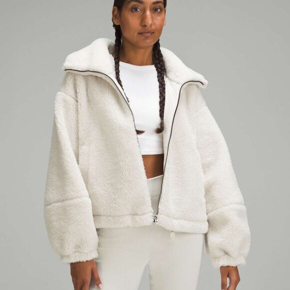 Lululemon Cinchable Fleece Zip-Up White Opal - Picture 6 of 7